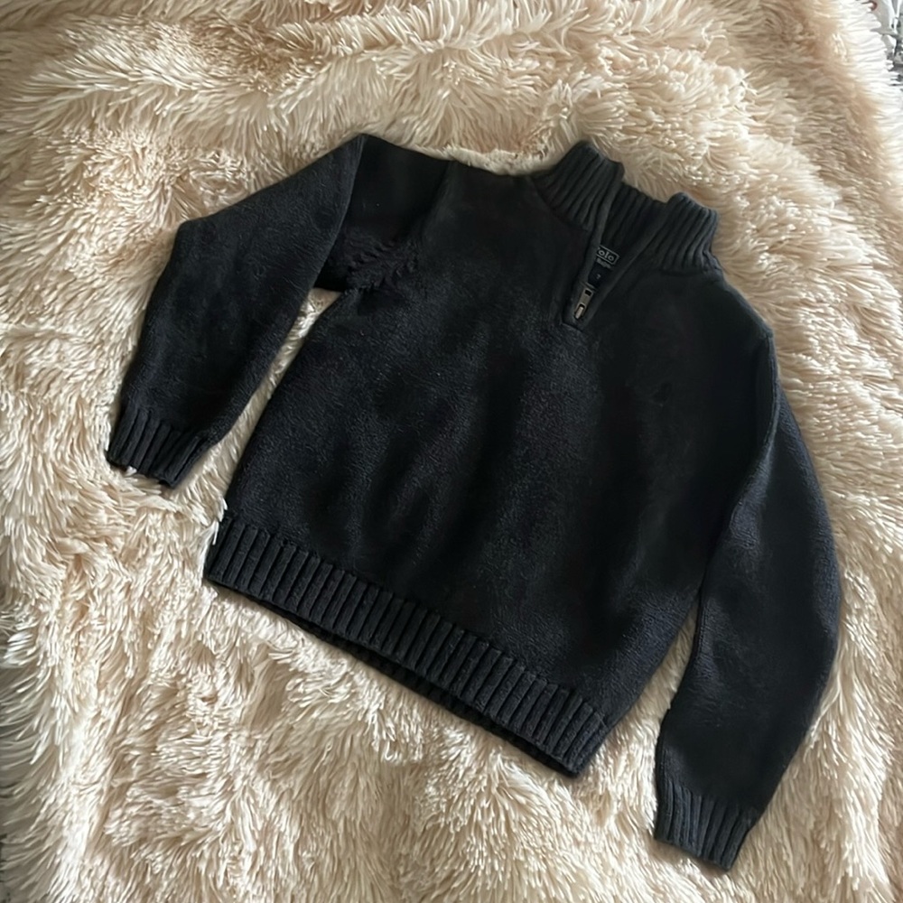 Polo ralphh Lauren boys half zip dark grey cottonn sweater size 7